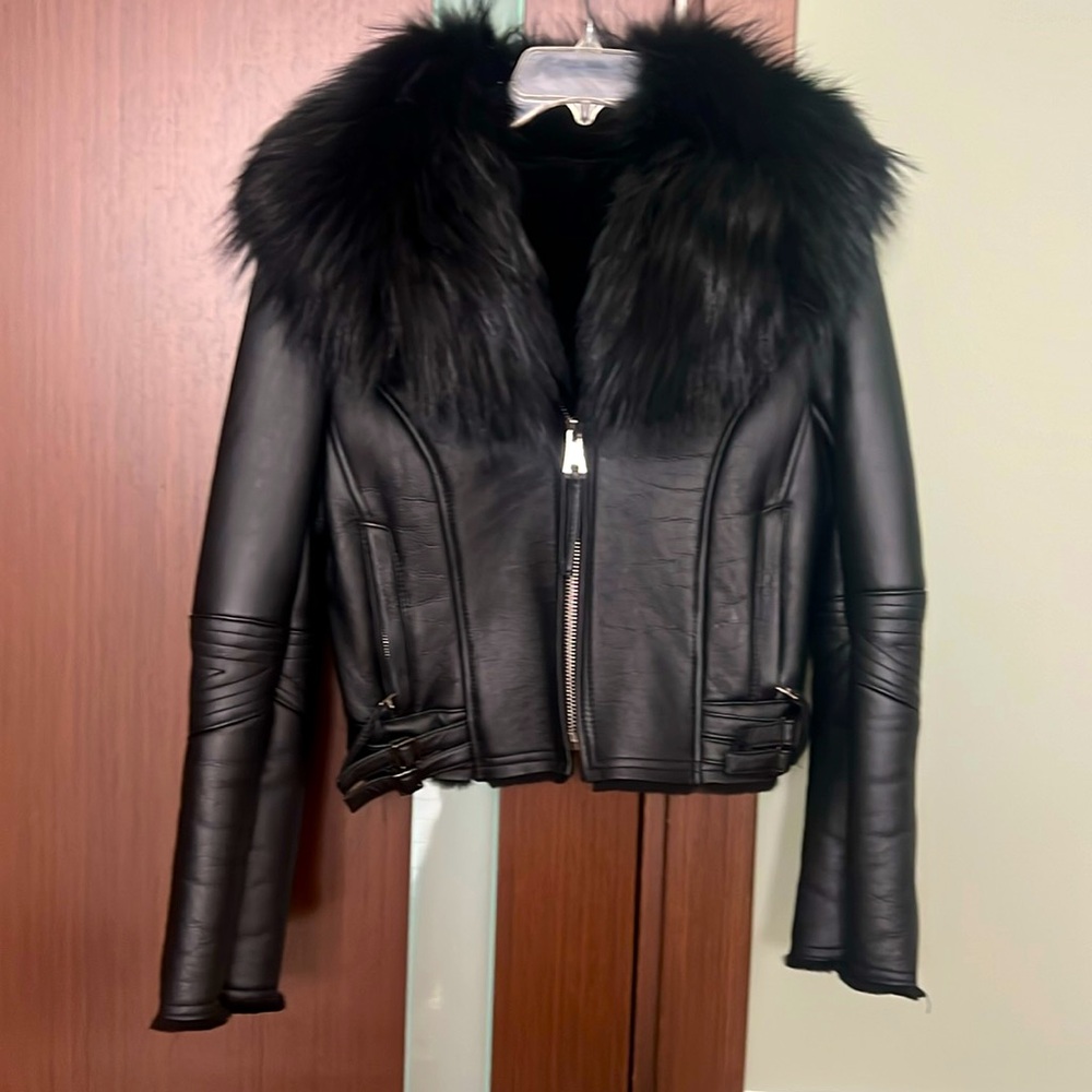 Stunning Leather Moto Jacket with Shearling and Fur